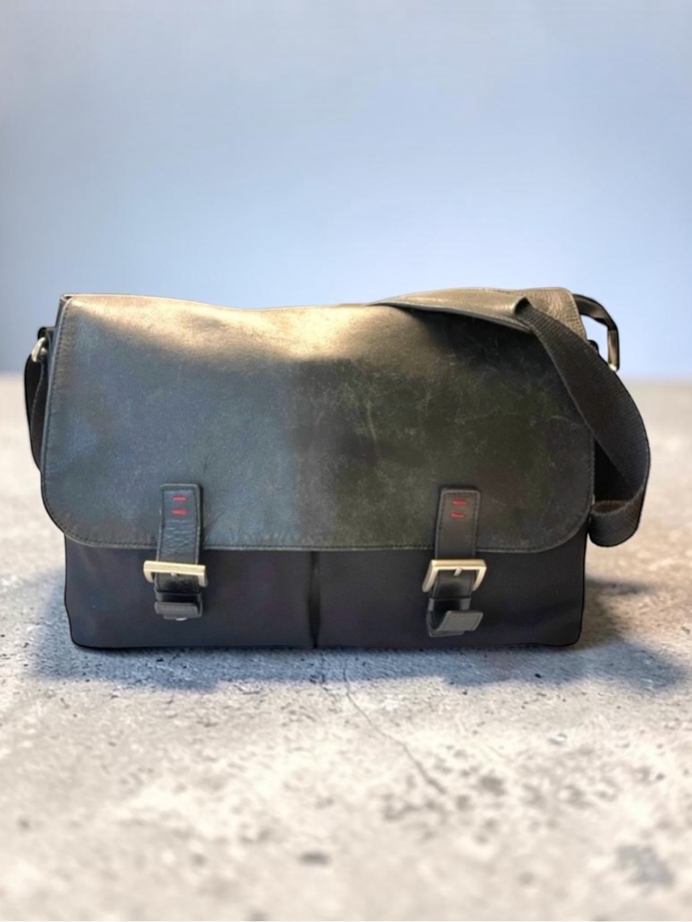 JACK GEORGES Leather
Nylon Messenger Bag
Black